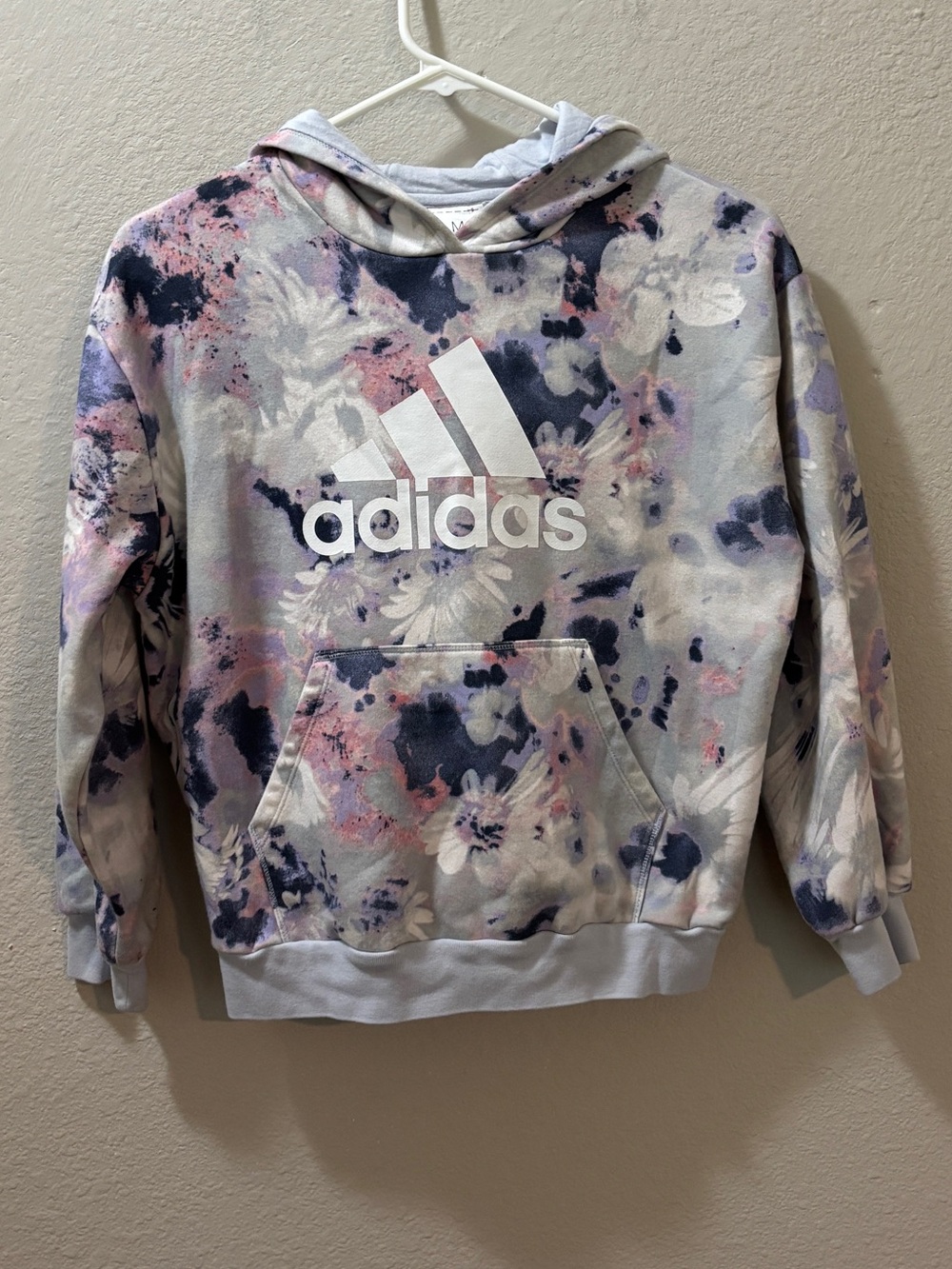Adidas Girls Floral Tie Dye Logo Hoodie Size Medium (10/12)
